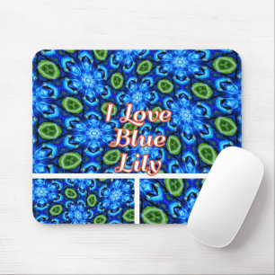 Abstract Blue Floral Pattern Mouse Pad