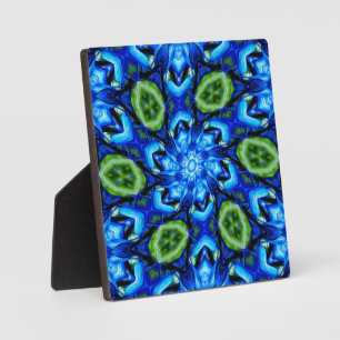 Abstract Blue Floral Pattern Plaque
