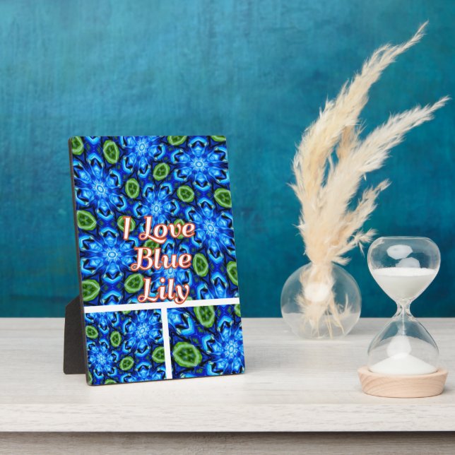 Abstract Blue Floral Pattern Plaque (Side)