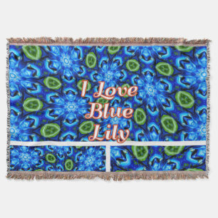 Abstract Blue Floral Pattern Throw Blanket