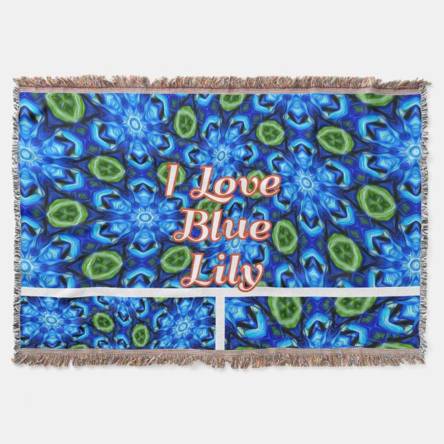 Abstract Blue Floral Pattern Throw Blanket (Front)