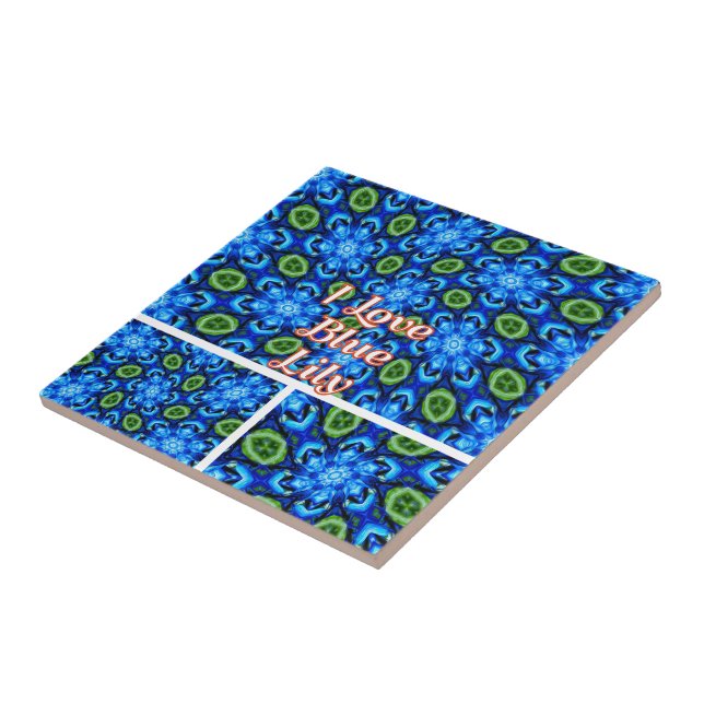 Abstract Blue Floral Pattern Tile (Side)