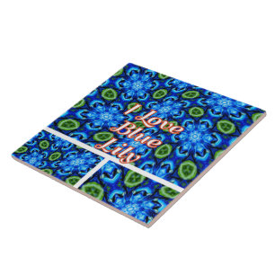 Abstract Blue Floral Pattern Tile
