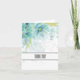 Abstract Blue Floral Thank You Card