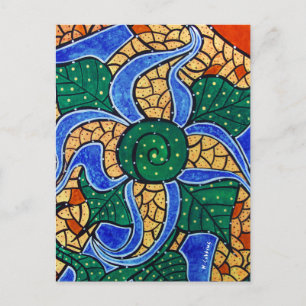 Abstract Blue Flower Postcard