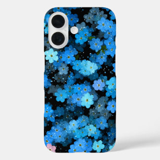 Abstract Blue Flowers iPhone 16 Case