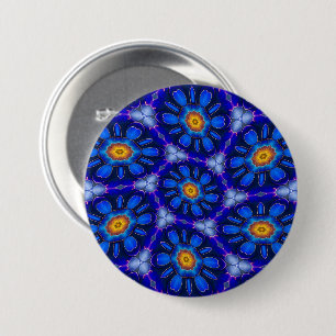 Abstract Blue Flowers Pattern 7.5 Cm Round Badge