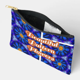 Abstract Blue Flowers Pattern Accessory Pouch
