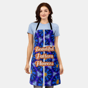 Abstract Blue Flowers Pattern Apron