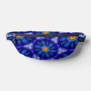 Abstract Blue Flowers Pattern Bum Bags