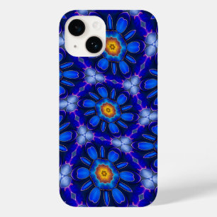 Abstract Blue Flowers Pattern Case-Mate iPhone 14 Case