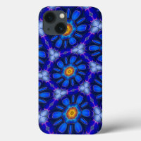 Abstract Blue Flowers Pattern