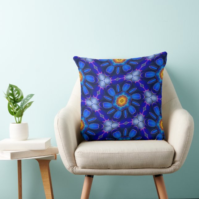 Abstract Blue Flowers Pattern Cushion (Chair)