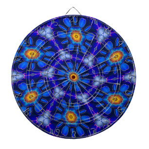Abstract Blue Flowers Pattern Dartboard