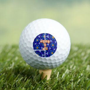 Abstract Blue Flowers Pattern Golf Balls