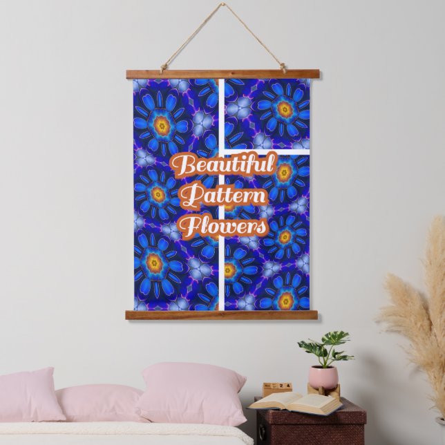 Abstract Blue Flowers Pattern Hanging Tapestry (Bedroom)