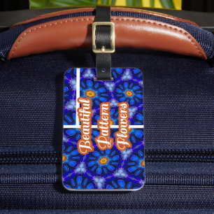 Abstract Blue Flowers Pattern Luggage Tag
