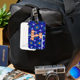 Abstract Blue Flowers Pattern Luggage Tag