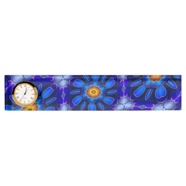 Abstract Blue Flowers Pattern Nameplate (Front)