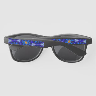 Abstract Blue Flowers Pattern Sunglasses