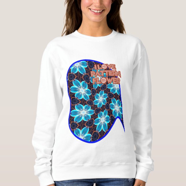 Abstract Blue Flowers Pattern Sweatshirt (Front)
