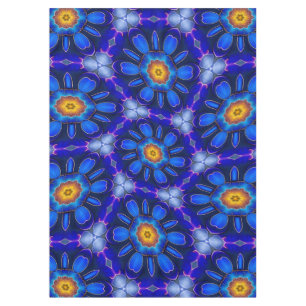 Abstract Blue Flowers Pattern Tablecloth