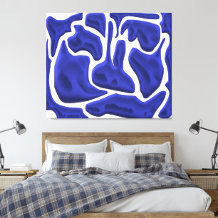 Abstract Blue Fluid Shapes – 3D Modern Art Canvas Print