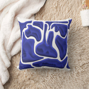 Abstract Blue Fluid Shapes – 3D Modern Art Cushion