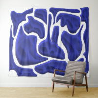 Abstract Blue Fluid Shapes – 3D Modern Art