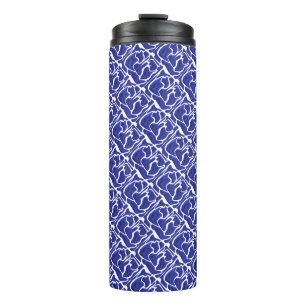 Abstract Blue Fluid Shapes – 3D Modern Art Thermal Tumbler