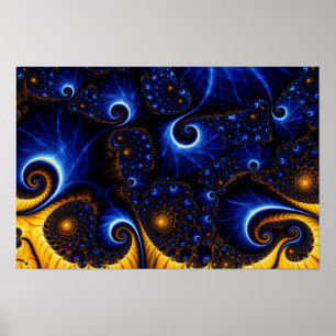 Abstract Blue Fractal Sky Canvas Print