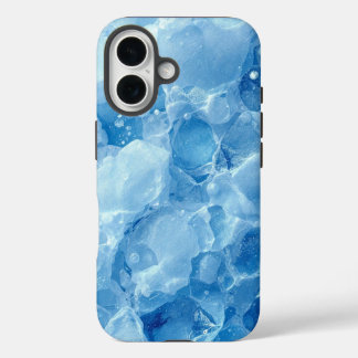 Abstract Blue Frozen Ice Crystal Texture Pattern iPhone 16 Case