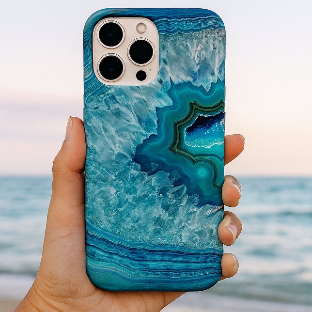 Abstract Blue Geode Agate Crystal Stone Art Design Case-Mate iPhone Case (Creator Uploaded)