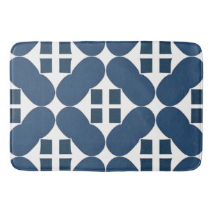 Abstract Blue Geometric Shapes Bath Mat