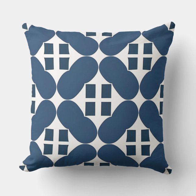 Abstract Blue Geometric Shapes Cushion (Front)