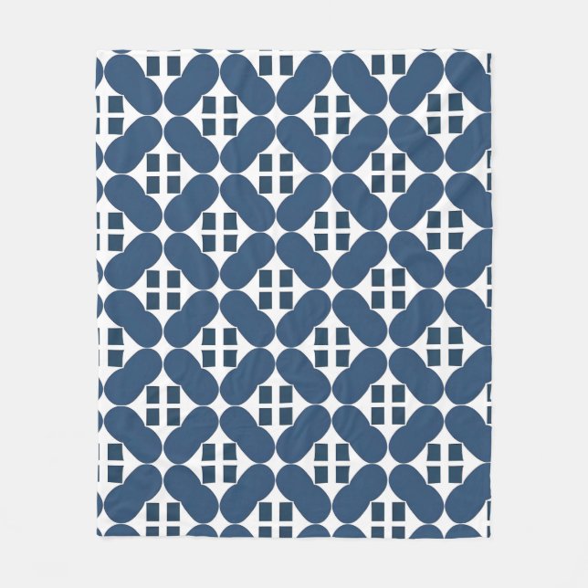 Abstract Blue Geometric Shapes Fleece Blanket (Front)