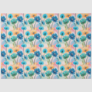 Abstract blue gerbera flower pattern tissue paper