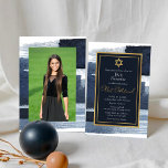 Abstract Blue Gilded Photo Bat Mitzvah Invitation<br><div class="desc">Discover the exquisite fusion of abstract design and cultural significance in this Abstract Blue Gilded Photo Bar Mitzvah Foil Invitation. With an intricate, artistic design inspired by the beauty of Judaic heritage, this invitation will set the stage for an unforgettable celebration that blends the best of the old and the...</div>