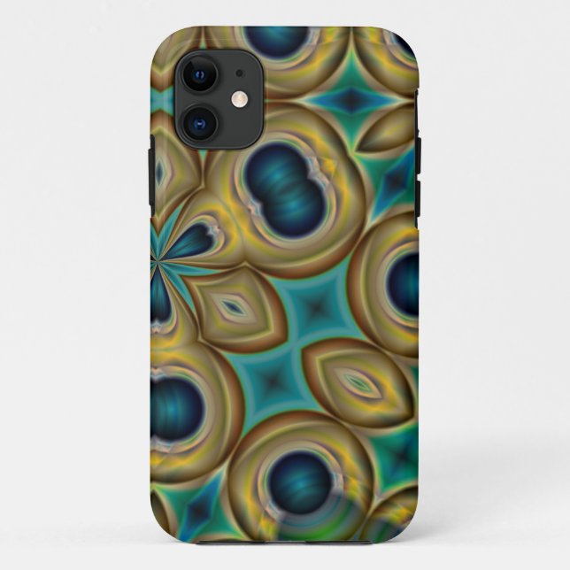 abstract blue gold and teal iphone case (Back)