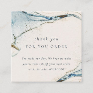 Abstract Blue Gold Beachy Thank You For Your Order Square Business Card