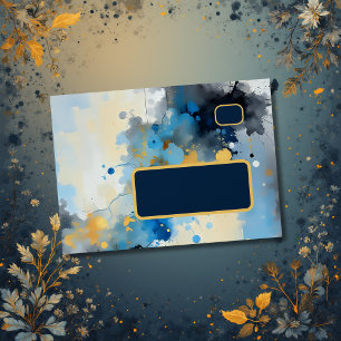 Abstract Blue & Gold Ink Splatter Artwork wedding Envelope