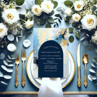 Abstract Blue & Gold Ink Splatter Artwork wedding