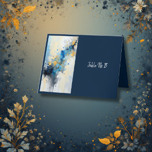 Abstract Blue & Gold Ink Splatter Artwork wedding  Thank You Card