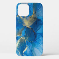 Abstract Blue Gold Marble Texture