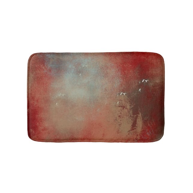 Abstract Blue Gold Red Contemporary Art Bath Mat (Front)