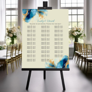 Abstract Blue & Gold Watercolor Wedding Poster