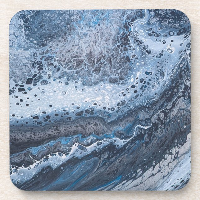 Abstract Blue & Gray Ocean Drift Coaster (Front)