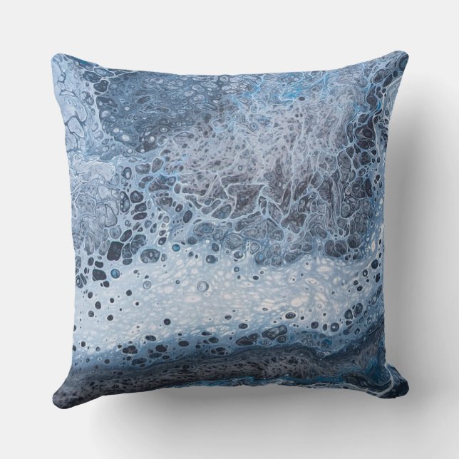 Abstract Blue & Gray Ocean Drift Cushion (Back)