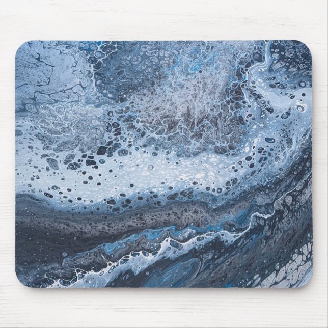 Abstract Blue & Gray Ocean Drift  Mouse Pad (Front)