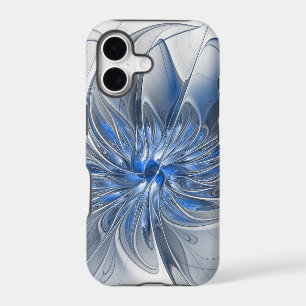 Abstract Blue Gray Watercolor Fractal Art Flower